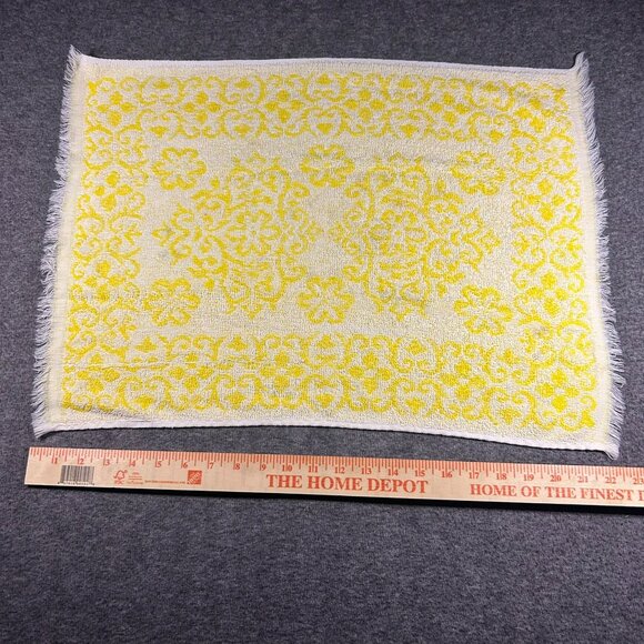 Vintage‎ 60s 70s Floral Hand Towel Sunny Yellow White Cotton - Picture 4 of 11
